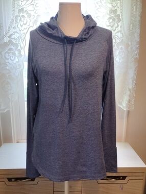 Athleta Uptempo Hoodie Sweatshirt Heather Navy Blue Size M